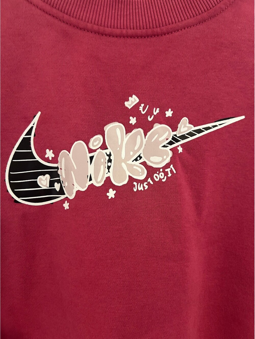 Nike Girls L Club Fleece Oversized Crewneck Sweatshirt Berry Pink Large - Picture 2 of 3
